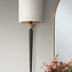 26" High Classic Black and Brass Wall Sconce