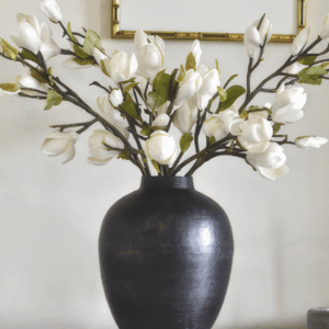 Modern classic decorative vase and floral arrangement curated by Peacock & Owl