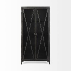 Black Metal With Glass Door Display Cabinet